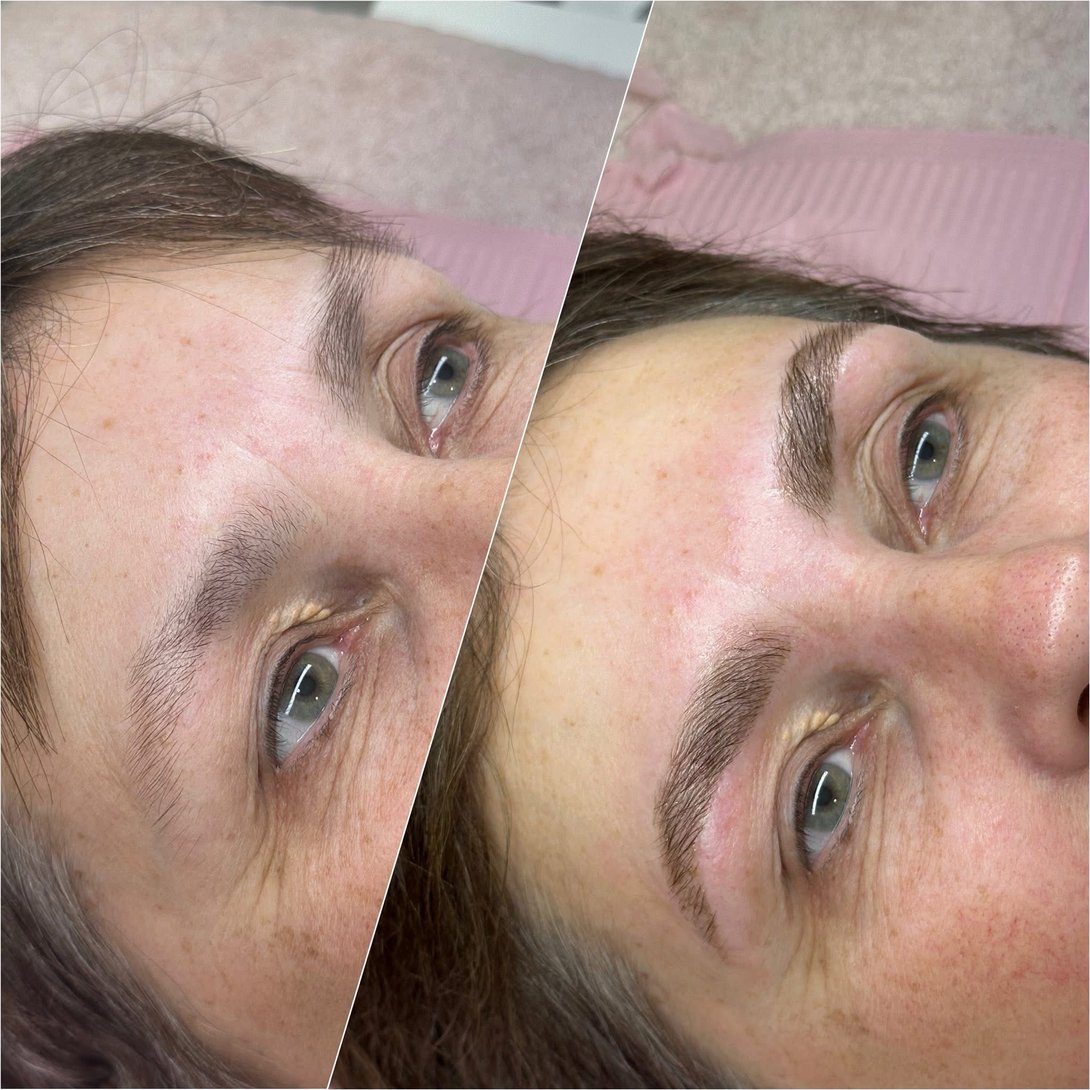 Before and after brow transformation